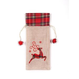 Shatchi Wine Bottle Liquor Cover Bag with Drawstring Printed Pattern Burlap Hessian Linen Novelty Dinner Table Decorations-Reindee in Brown Brown Shatchi Wine Bottle Liquor Cover Bag with Drawstring Printed Pattern Burlap Hessian Linen Novelty Dinner Table Decorations-Reindee in Brown Brown