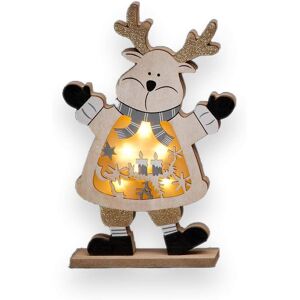 Shatchi LED Wooden Christmas Reindeer Xmas Home Indoor Table Decorations Ornaments Centrepiece, 27cm, Wood Multicolor Shatchi LED Wooden Christmas Reindeer Xmas Home Indoor Table Decorations Ornaments Centrepiece, 27cm, Wood Multicolor