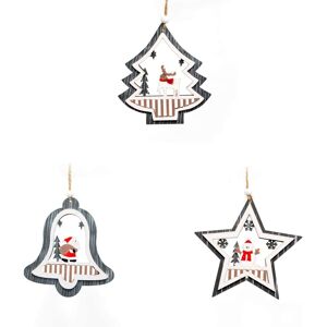 Shatchi Christmas Tree Ornaments Wooden Aesthetic Hanging Decorations Assorted Grey Shapes 3Pcs Multicolor Shatchi Christmas Tree Ornaments Wooden Aesthetic Hanging Decorations Assorted Grey Shapes 3Pcs Multicolor