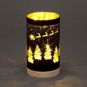 Shatchi 23cm Christmas Decorated Vase Table Santa Sleigh Scene Black Black Shatchi 23cm Christmas Decorated Vase Table Santa Sleigh Scene Black Black