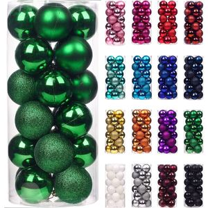 SHATCHI - Christmas Baubles - 12Pcs - Dark Green - 30mm SHATCHI - Christmas Baubles - 12Pcs - Dark Green - 30mm