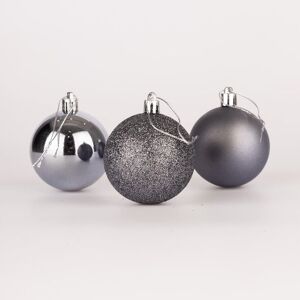 SHATCHI - 24Pcs 50mm - Dark Grey - Shatterproof Baubles SHATCHI - 24Pcs 50mm - Dark Grey - Shatterproof Baubles
