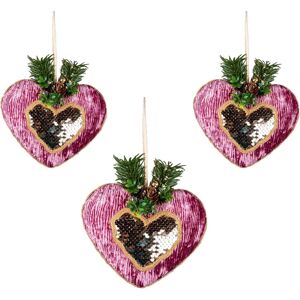 Shatchi Pink Burgundy Heart 16.5cm - Christmas Tree Hanging Decorations Ornaments Fairy Tale Themed, 3pcs Pink Shatchi Pink Burgundy Heart 16.5cm - Christmas Tree Hanging Decorations Ornaments Fairy Tale Themed, 3pcs Pink