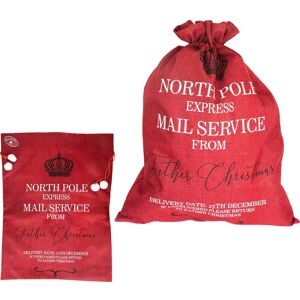Shatchi North Pole Express Mail Sack Red Hessian Christmas Bag for Special Deliveries Red Shatchi North Pole Express Mail Sack Red Hessian Christmas Bag for Special Deliveries Red