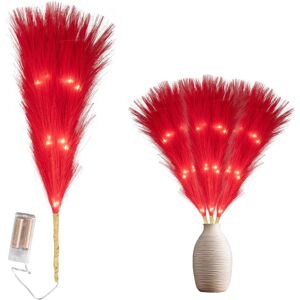 Shatchi 45cm Prelit Pampas Grass Warm White LEDs Battery-Operated Christmas Artificial Flowers for Boho Room Decorations in Red Red Shatchi 45cm Prelit Pampas Grass Warm White LEDs Battery-Operated Christmas Artificial Flowers for Boho Room Decorations in Red Red