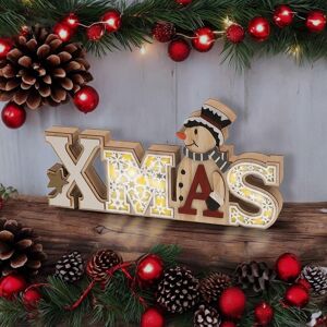 mysmartbuy Battery Powered Wooden Light Up Xmas Display - Novelty LED Festive Christmas Decoration with Snowman & Star & Snowflake Cut Out Multicolor mysmartbuy Battery Powered Wooden Light Up Xmas Display - Novelty LED Festive Christmas Decoration with Snowman & Star & Snowflake Cut Out Multicolor