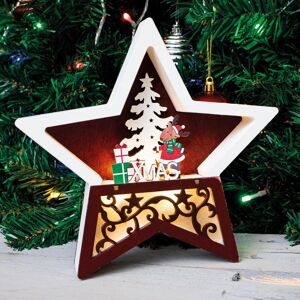 mysmartbuy Wooden Light Up Christmas Star Festive Scene Ornament - Reindeer & Tree Carving Home Xmas LED Decoration - H19 x W19 x D3.5cm Multicolor mysmartbuy Wooden Light Up Christmas Star Festive Scene Ornament - Reindeer & Tree Carving Home Xmas LED Decoration - H19 x W19 x D3.5cm Multicolor