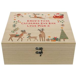 Personalised Memento Company Personalised Santa & Reindeer Christmas Eve Box in Light Brown Light Brown Personalised Memento Company Personalised Santa & Reindeer Christmas Eve Box in Light Brown Light Brown