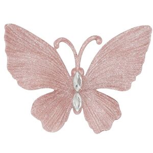 Melody Maison Set Of 3 Pink Glitter Jewelled Butterfly Christmas Decorations - 10cm Pink Melody Maison Set Of 3 Pink Glitter Jewelled Butterfly Christmas Decorations - 10cm Pink