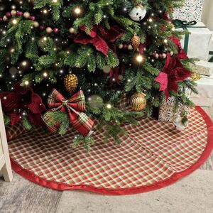 Melody Maison Red Checked Print Christmas Tree Skirt - 120cm Red Melody Maison Red Checked Print Christmas Tree Skirt - 120cm Red