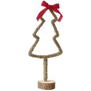 Melody Maison Green Standing Christmas Tree Decoration With Red Bow - 27cm Green Melody Maison Green Standing Christmas Tree Decoration With Red Bow - 27cm Green