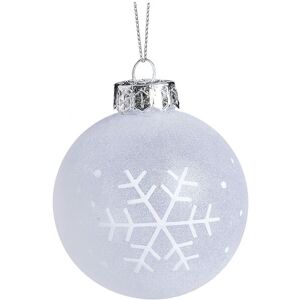 Melody Maison Set Of 3 Round White Frosted Snowflake Christmas Baubles - 8cm White Melody Maison Set Of 3 Round White Frosted Snowflake Christmas Baubles - 8cm White