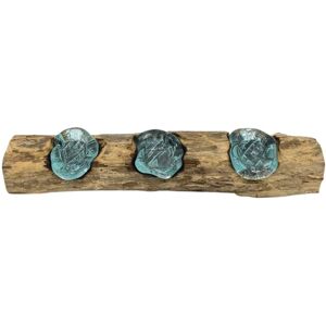 KDMD Molton Glass Flat Triple Candle Holder on Wood in Brown Brown KDMD Molton Glass Flat Triple Candle Holder on Wood in Brown Brown