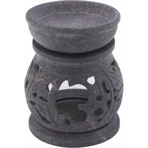 KDMD Small Soapstone Oil Burner 8cm - Om in Grey Grey KDMD Small Soapstone Oil Burner 8cm - Om in Grey Grey