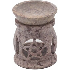 KDMD Small Soapstone Oil Burner 8cm - Three Moon Pentagon in Brown Brown KDMD Small Soapstone Oil Burner 8cm - Three Moon Pentagon in Brown Brown