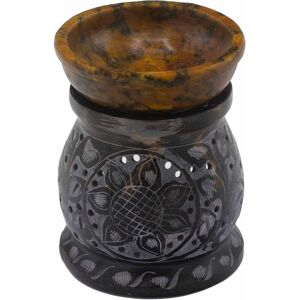 KDMD Soapstone Oil Burner 10cm - Mandala Flower - Black & Yellow Multicolor KDMD Soapstone Oil Burner 10cm - Mandala Flower - Black & Yellow Multicolor