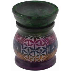 KDMD Soapstone Oil Burner 10cm - Flower of Life - Five Colours Multicolor KDMD Soapstone Oil Burner 10cm - Flower of Life - Five Colours Multicolor