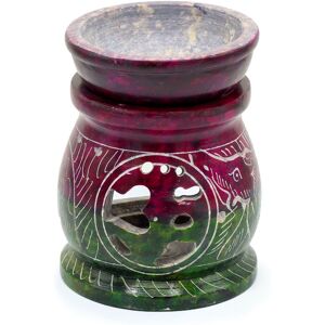 KDMD Small Coloured Soapstone Oil Burner 8cm - Om & Elephant Multicolor KDMD Small Coloured Soapstone Oil Burner 8cm - Om & Elephant Multicolor