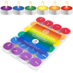 Deco Express Unscented Rainbow Colour Tealight Candle 4 Hours Pack of 24 Multicolor Deco Express Unscented Rainbow Colour Tealight Candle 4 Hours Pack of 24 Multicolor