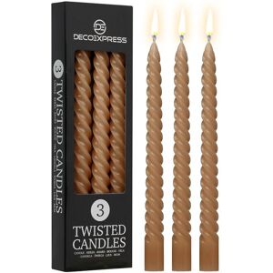 Deco Express Dinner Candles Pack of 3 Twisted Non Drip Spiral 6 hours Non Scented in Brown Brown Deco Express Dinner Candles Pack of 3 Twisted Non Drip Spiral 6 hours Non Scented in Brown Brown