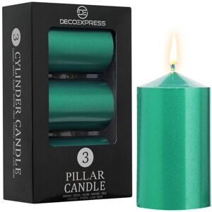 Deco Express Cylinder Candle Pack Of 3 in Green Green Deco Express Cylinder Candle Pack Of 3 in Green Green