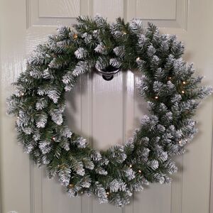 Samuel Alexander 60cm Snow Tipped Christmas Wreath with 50 Warm White LEDs & 160 Bullet Tips in Green Green Samuel Alexander 60cm Snow Tipped Christmas Wreath with 50 Warm White LEDs & 160 Bullet Tips in Green Green