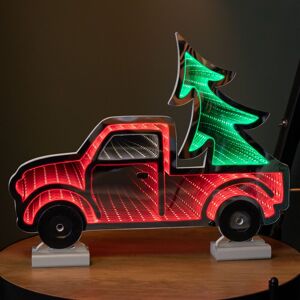 Samuel Alexander 40cm LED Infinity Truck Christmas Decoration with Wooden Base in Red & Green Multicolor Samuel Alexander 40cm LED Infinity Truck Christmas Decoration with Wooden Base in Red & Green Multicolor