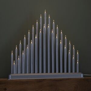 Samuel Alexander 34cm Battery Operated Light up Christmas Candlebridge in Silver with Warm White LEDs Silver Samuel Alexander 34cm Battery Operated Light up Christmas Candlebridge in Silver with Warm White LEDs Silver