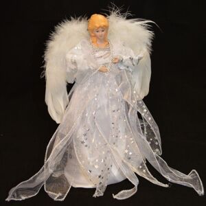 Samuel Alexander 30cm White & Silver Christmas Tree Top Fairy Angel House Decoration Ornament White Samuel Alexander 30cm White & Silver Christmas Tree Top Fairy Angel House Decoration Ornament White