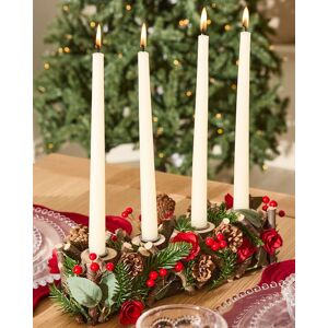 Dibor Roses Four Dinner Centrepiece Christmas Decoration Tealight Holder Candle Holders 35cm in Red Red Dibor Roses Four Dinner Centrepiece Christmas Decoration Tealight Holder Candle Holders 35cm in Red Red