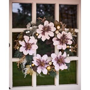 Dibor Magnolia Blush Festive Xmas Decor Front Door Christmas Wreath 55cm in Pink Pink Dibor Magnolia Blush Festive Xmas Decor Front Door Christmas Wreath 55cm in Pink Pink