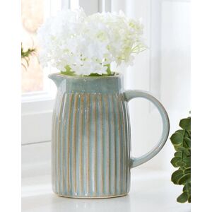 Dibor Traditional Style Small Ribbed Blue Indoor Decorative Flowers Jug in Green Green Dibor Traditional Style Small Ribbed Blue Indoor Decorative Flowers Jug in Green Green
