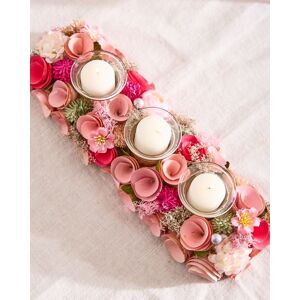 Dibor Traditional Floral Pink Triple Table Decoration Candle Holder 38cm Size: Medium Pink Medium Dibor Traditional Floral Pink Triple Table Decoration Candle Holder 38cm Size: Medium Pink Medium