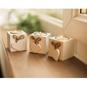 Marco Paul Set of 6 Wooden Heart Tea Light Holder Candle Holder Home Décor in White White Marco Paul Set of 6 Wooden Heart Tea Light Holder Candle Holder Home Décor in White White