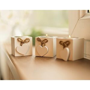 Marco Paul Set of 12 Wooden Heart Tea Light Candle Holders Decorative Home Accessories in White White Marco Paul Set of 12 Wooden Heart Tea Light Candle Holders Decorative Home Accessories in White White