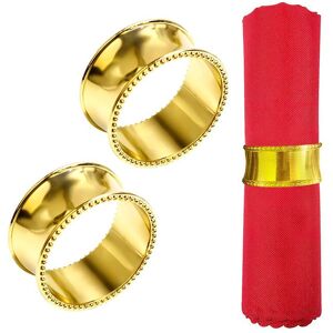 Neel Blue Christmas Beaded Rim Napkin Rings, Serviette Holders, Hammered Design Metal Buckles in Gold Gold Neel Blue Christmas Beaded Rim Napkin Rings, Serviette Holders, Hammered Design Metal Buckles in Gold Gold