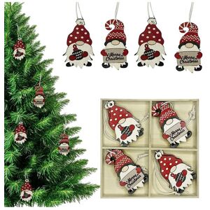 Neel Blue Wooden Xmas Tree Hanging Decorations, Red & White Gnome Ornaments with Merry Christmas Sign Red Neel Blue Wooden Xmas Tree Hanging Decorations, Red & White Gnome Ornaments with Merry Christmas Sign Red