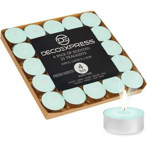 Deco Express Scented 25 Packs Tealights - Fresh Sheets in Green Green Deco Express Scented 25 Packs Tealights - Fresh Sheets in Green Green