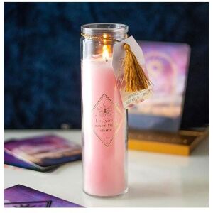 KDMD Mystic Rose Tube Candle with Rose Quartz Crystals in Pink Pink KDMD Mystic Rose Tube Candle with Rose Quartz Crystals in Pink Pink