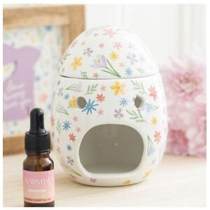 KDMD Spring Floral Print Egg Oil Burner & Wax Warmer in White White KDMD Spring Floral Print Egg Oil Burner & Wax Warmer in White White