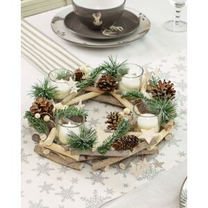 Dibor Nordic Wreath Tealight Xmas Table Decoration Centrepiece Christmas Décor Candle Holders 30cm in Natural Natural Dibor Nordic Wreath Tealight Xmas Table Decoration Centrepiece Christmas Décor Candle Holders 30cm in Natural Natural