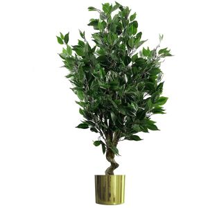 Leaf 110cm Realistic Artificial Ficus Tree / Plant Gold Planter in Green Green Leaf 110cm Realistic Artificial Ficus Tree / Plant Gold Planter in Green Green