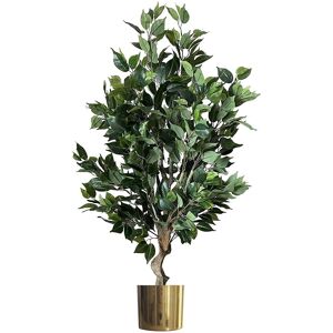 Leaf 100cm Premium Artificial Ficus Twist Tree Gold Planter in Green Green Leaf 100cm Premium Artificial Ficus Twist Tree Gold Planter in Green Green