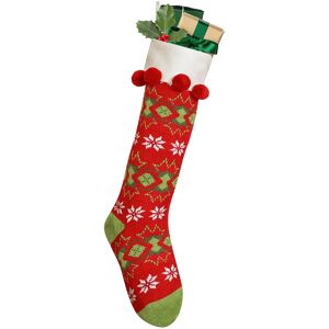 Dibor Set of 2 Knitted Red Fair Isle Pompom Xmas Decor Christmas Stockings Size: 2 Pack Red 2 Pack Dibor Set of 2 Knitted Red Fair Isle Pompom Xmas Decor Christmas Stockings Size: 2 Pack Red 2 Pack