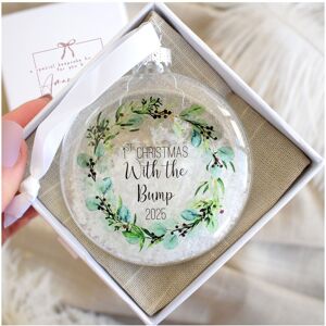 Imvelo Candle Co Amaya Rose Ltd Bump's First Christmas 2025 Glass Tree Ornament.Round Christmas Bauble in Clear Clear Imvelo Candle Co Amaya Rose Ltd Bump's First Christmas 2025 Glass Tree Ornament.Round Christmas Bauble in Clear Clear