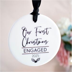 Imvelo Candle Co Amaya Rose Ltd 1st Christmas Engaged 2025 Christmas Decoration Bauble. Couple Xmas in White White Imvelo Candle Co Amaya Rose Ltd 1st Christmas Engaged 2025 Christmas Decoration Bauble. Couple Xmas in White White