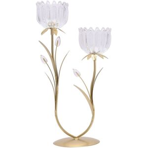 Hestia 2 Stem Candle Holder With Clear Glass On Gold Base Clear Hestia 2 Stem Candle Holder With Clear Glass On Gold Base Clear