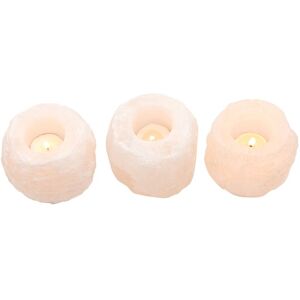 Serenity Set Of 3 Natural White Rock Salt Tealight Holders White Serenity Set Of 3 Natural White Rock Salt Tealight Holders White