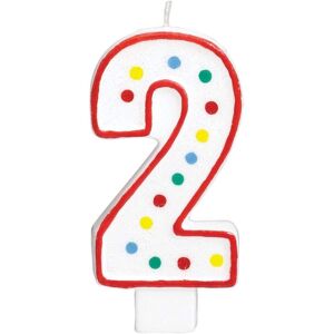 Amscan Polka Dot 2nd Birthday Birthday Candle in White White Amscan Polka Dot 2nd Birthday Birthday Candle in White White