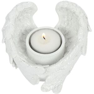 Something Different Glitter Angel Wing Candle Holder in White White Something Different Glitter Angel Wing Candle Holder in White White